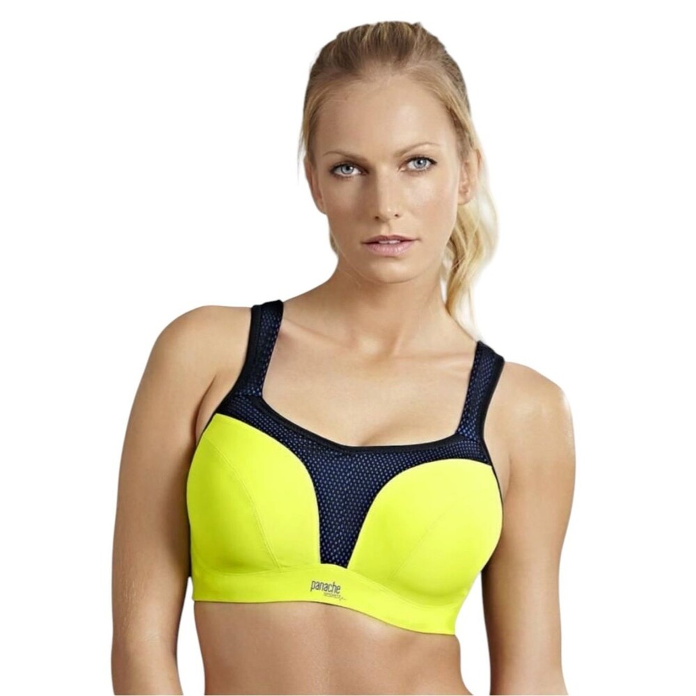 Panache High Impact Underwire Sports Bar Neon Green Black Blue Womens Size 40FF